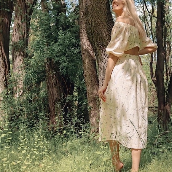 Wildflower Collection Cotton Lavender Off-the-shoulder H&M DRESS boho Medium - Picture 3 of 9